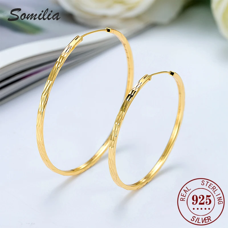 SOMILIA18K Gold Hypoallergenic Versatile Simple Advanced Large Circle Earrings Jewelry Party Banquet Gifts