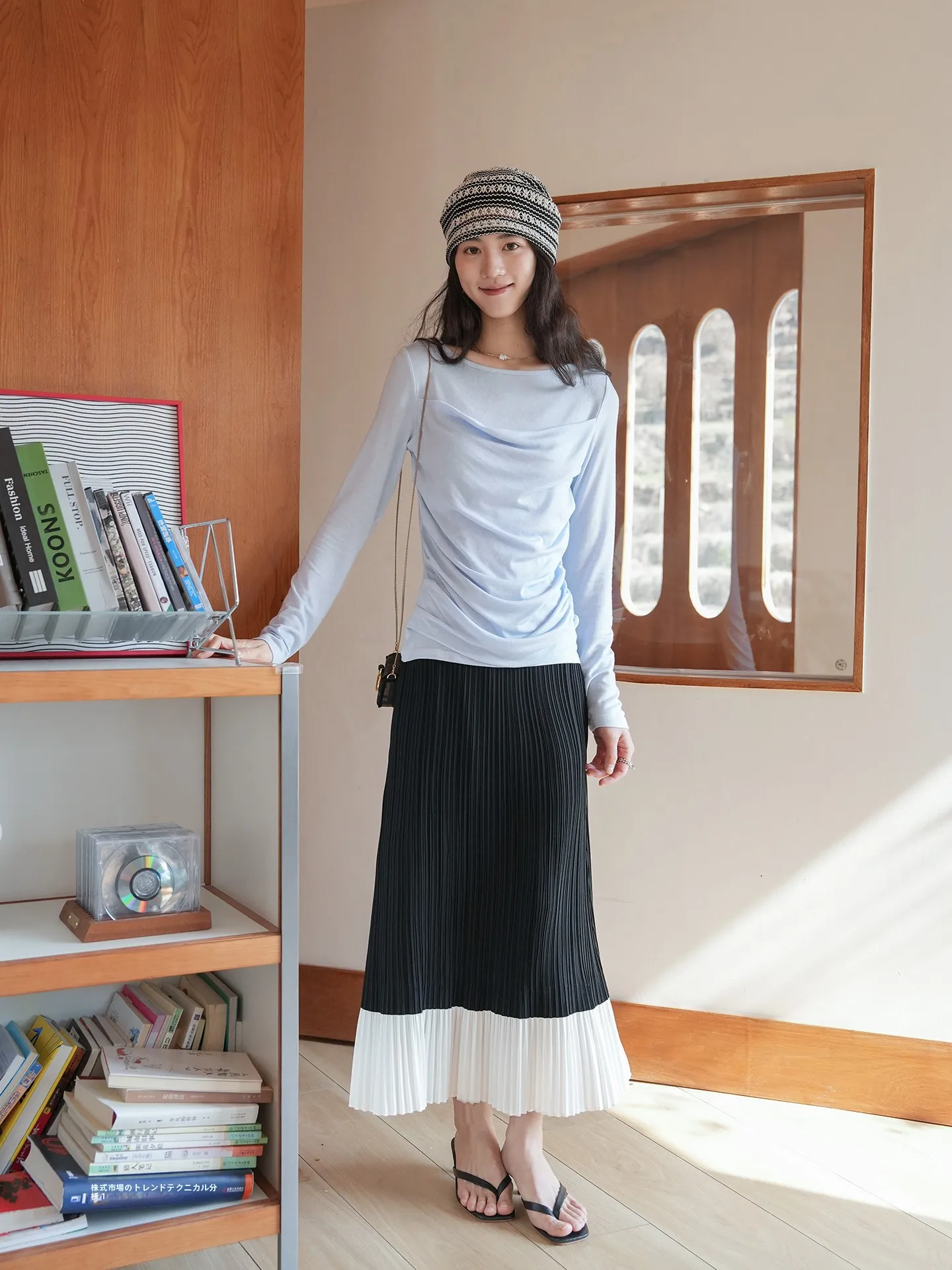 

Новая женская юбка миди 2026 года с эластичным поясом, в стиле ретро, из полиэстера, с эффектом мятости, цветная