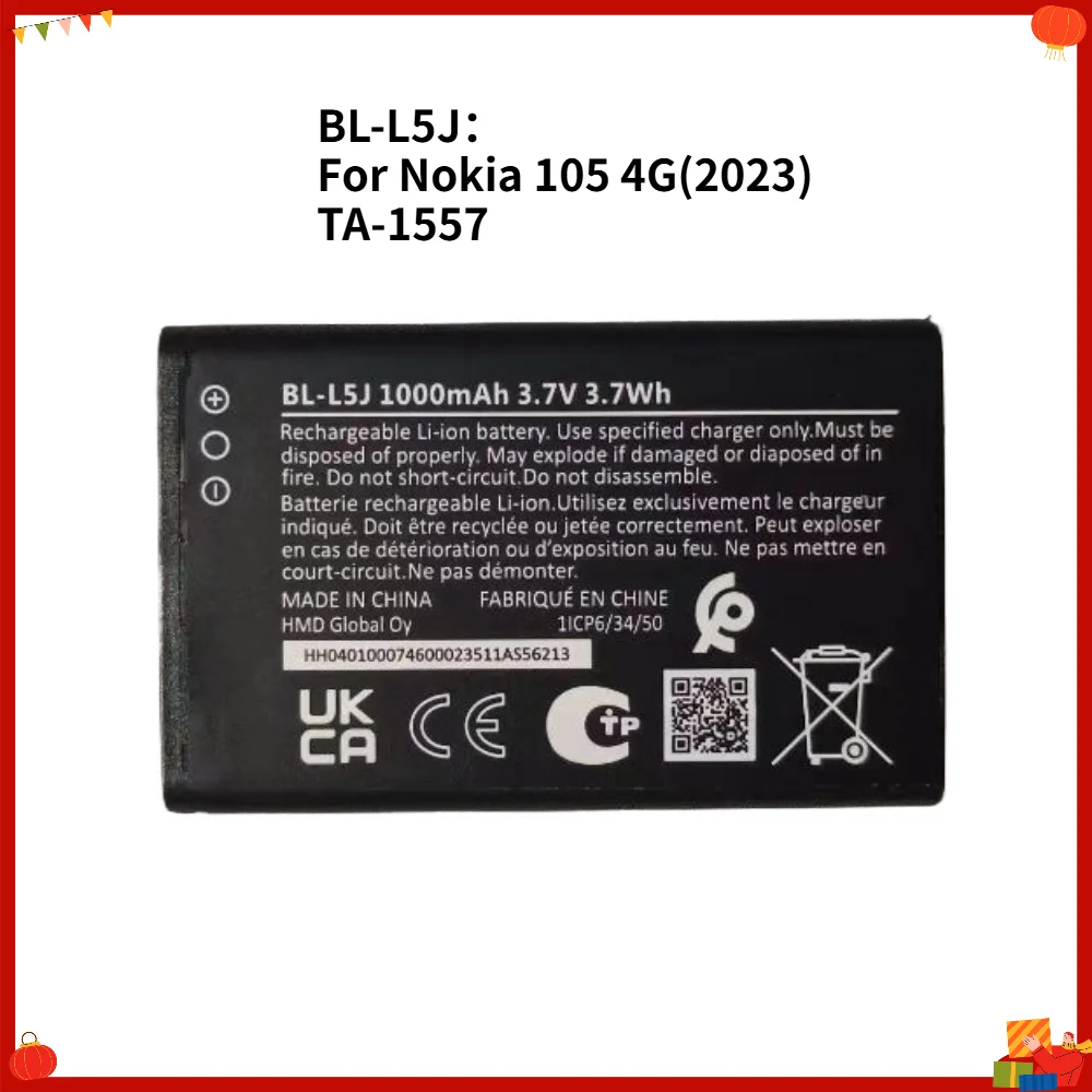 BL-L5H BL-L4W HE402 BL-L5J Lithium-Ion Battery for Nokia 105 110 220 235 3210 4G 5710 Xpressaudio 2780 Flip