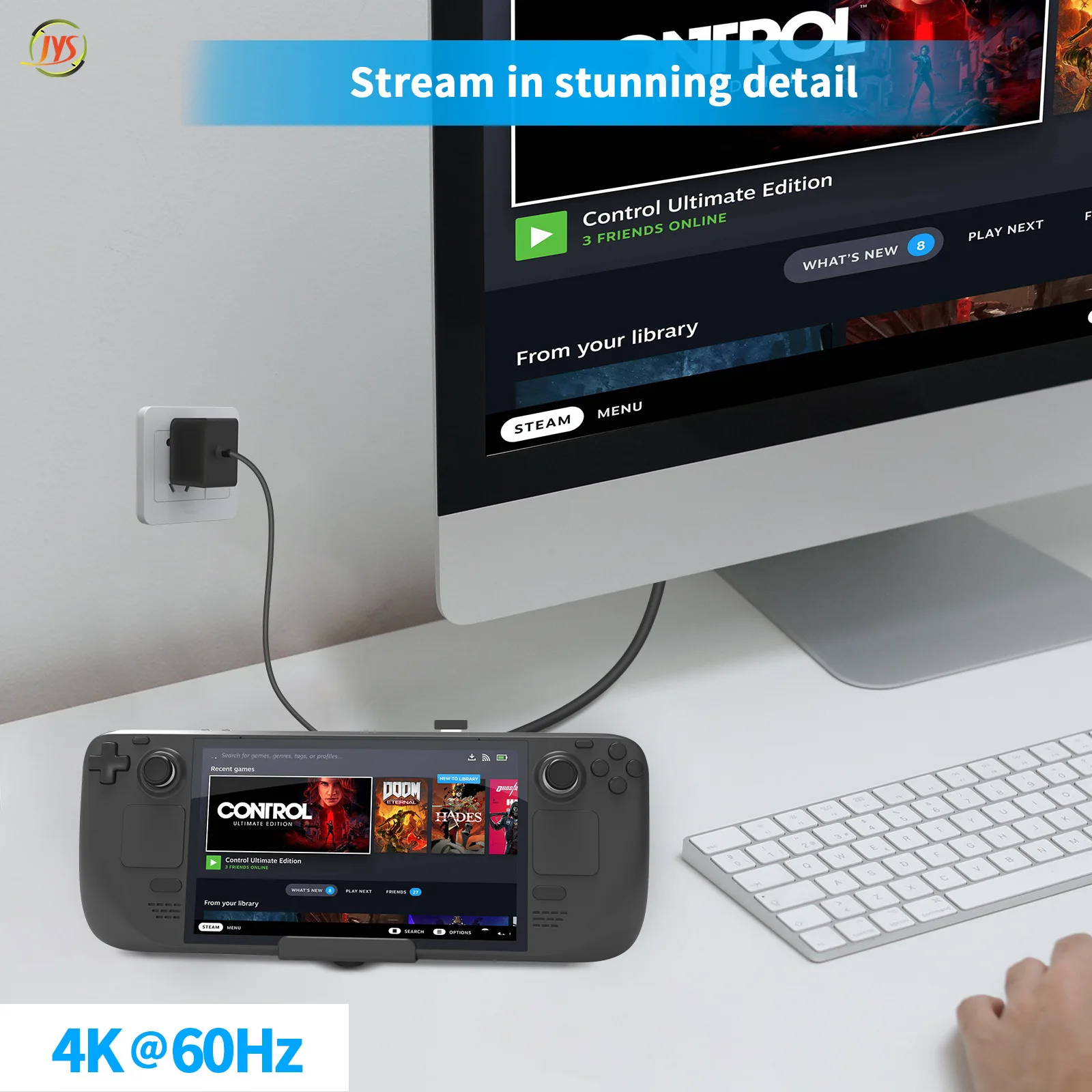 JYS-SD013 لوحدة تحكم ألعاب Steam Deck متعددة الوظائف قاعدة تلفزيون Steam Deck محول فيديو HDMI محمول باليد