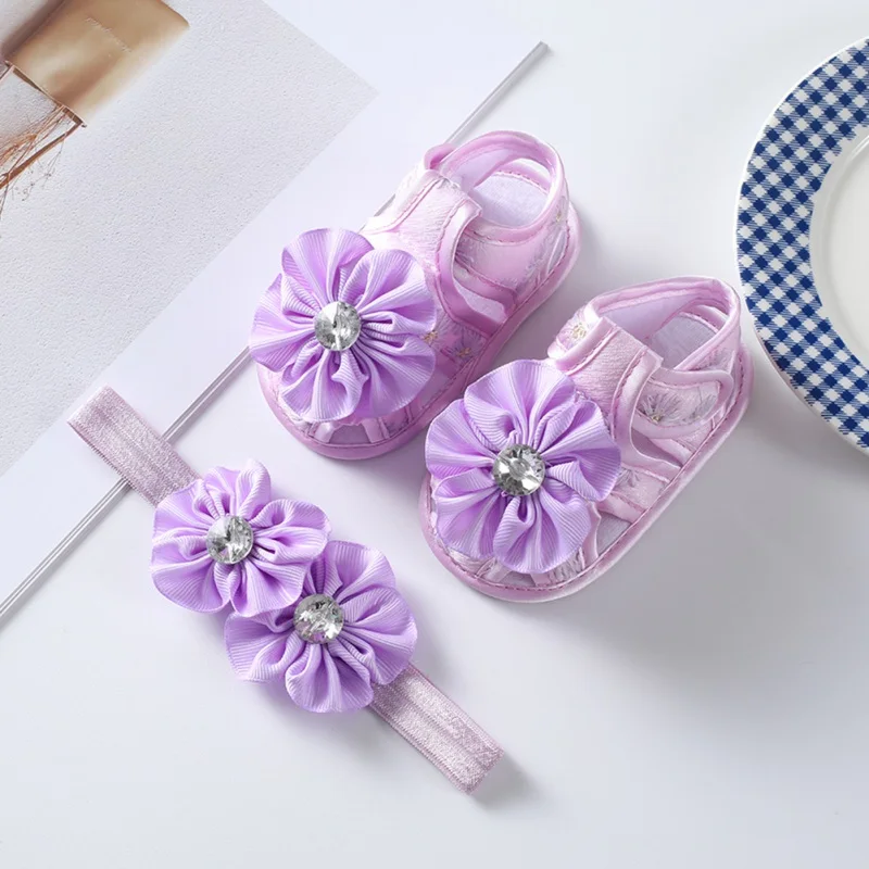 Baby Flower Zircon Decorated Princess Shoes Newborn Baby Toddler Shoes 0-1 Year Old Summer Baby Sandals Garden Shoes