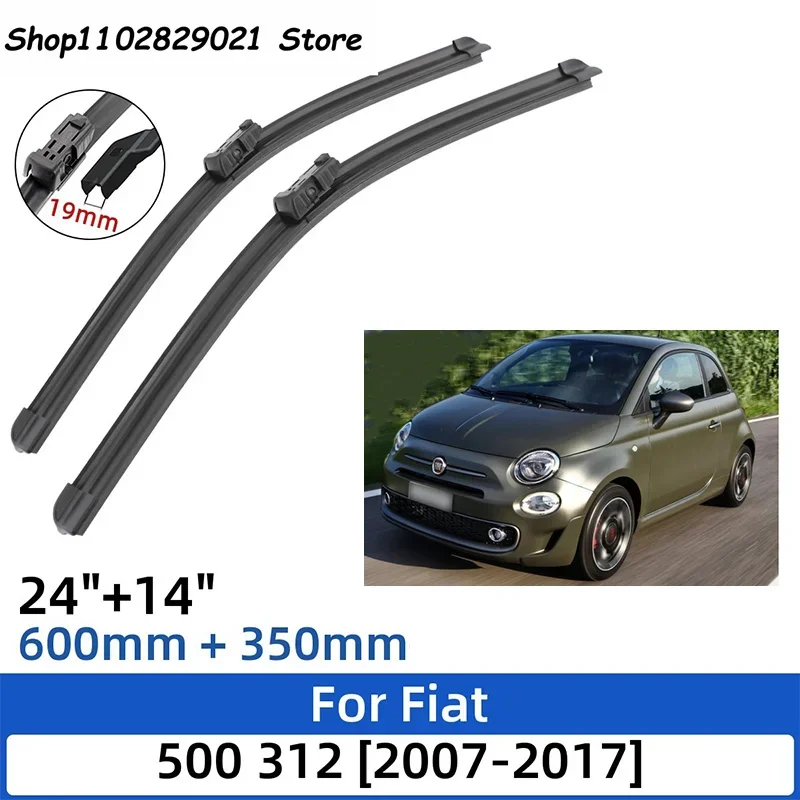 

For Fiat 500 312 2007-2017 24"+14" Front Rear Wiper Blades Windshield Windscreen Window Cutter Accessories 2015 2016 2017