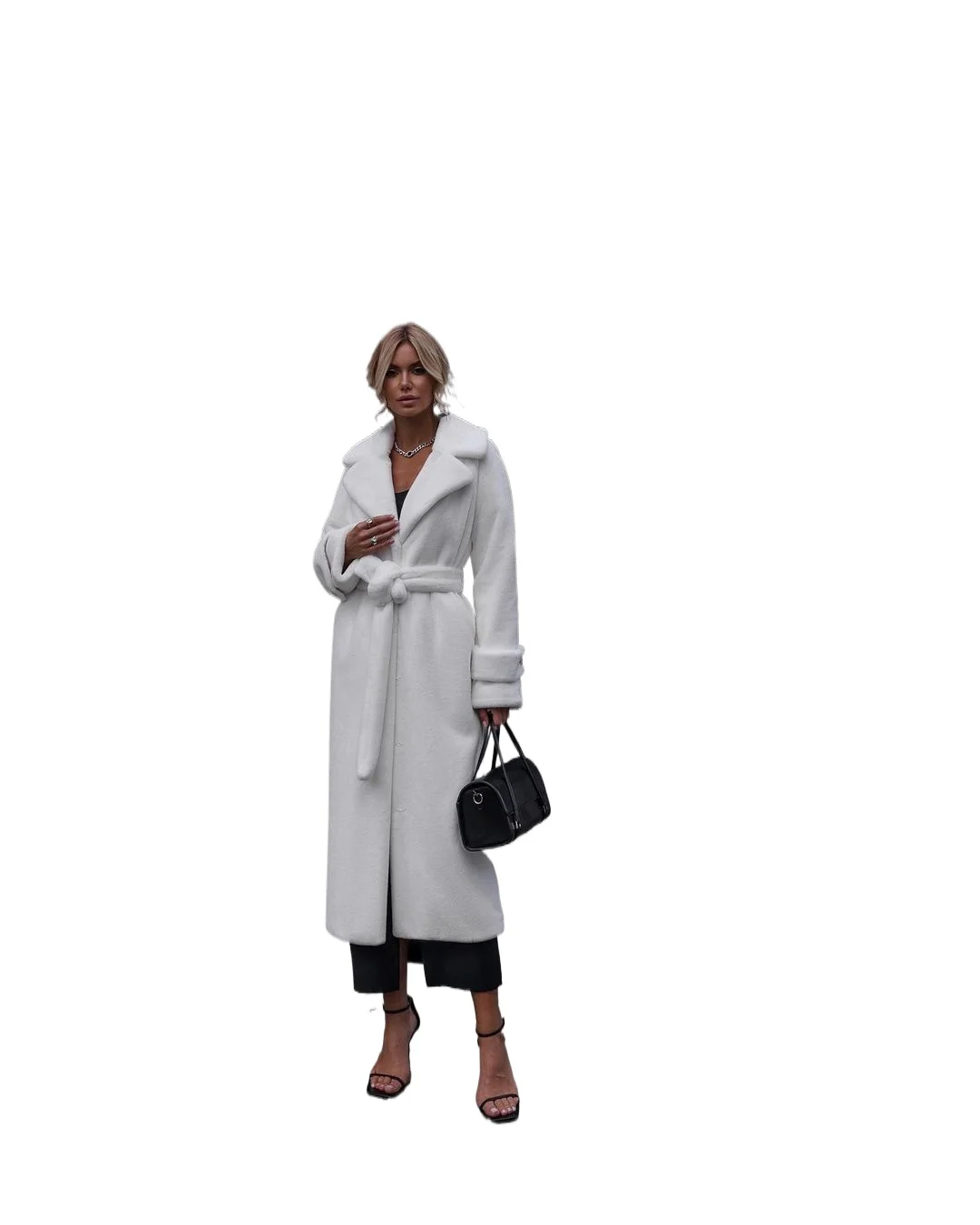 2024 winter imitation rabbit fur women's elongated knee-length imitation fur jacket thickened and warm plush temperament fluffy