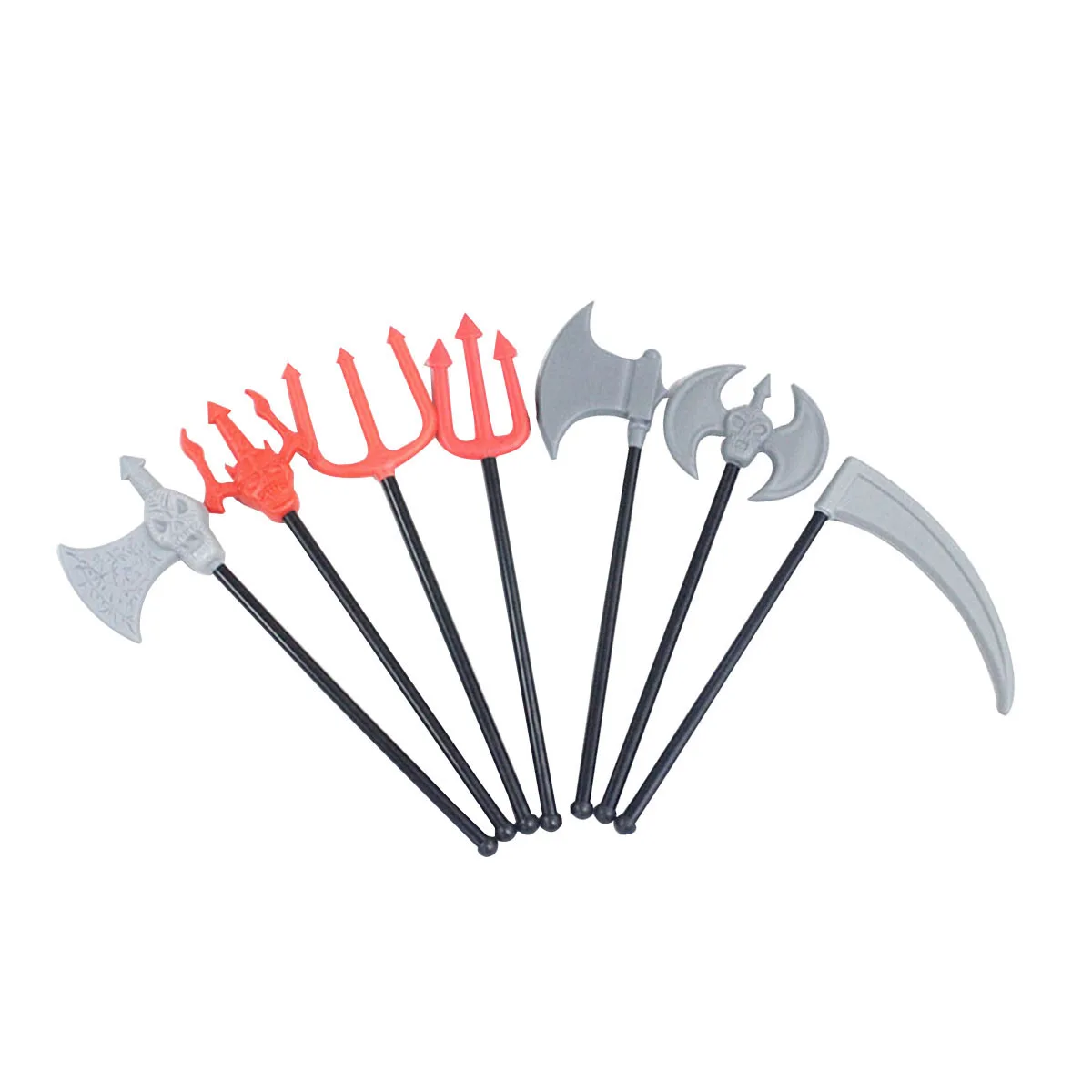 

7pcs Plastic Gold Powder Axes Removable Pole Kids Halloween Costume Props Festive Atmosphere Scary Decor