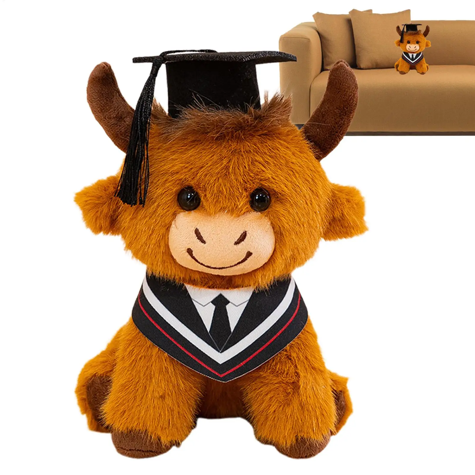 

Мягкая игрушка-корова для выпускников, 25 см, для женщин, мужчин, детей, выпускных вечеринок, детских садов, школ