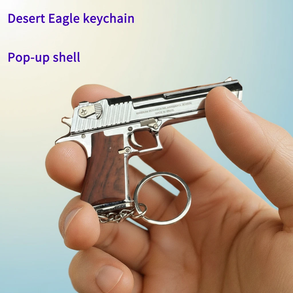 Nuevo modelo de pistola Desert Eagle de metal a escala 1:3 con mango de veta de madera sintética, juguete desmontable, llavero emergente.