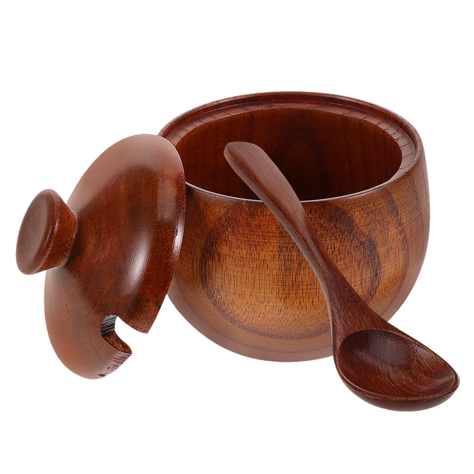 

Wooden Seasoning Jars Set Natural Container With Lid Round Herb Jar For Salt Sugar Pepper Storage Kitchen