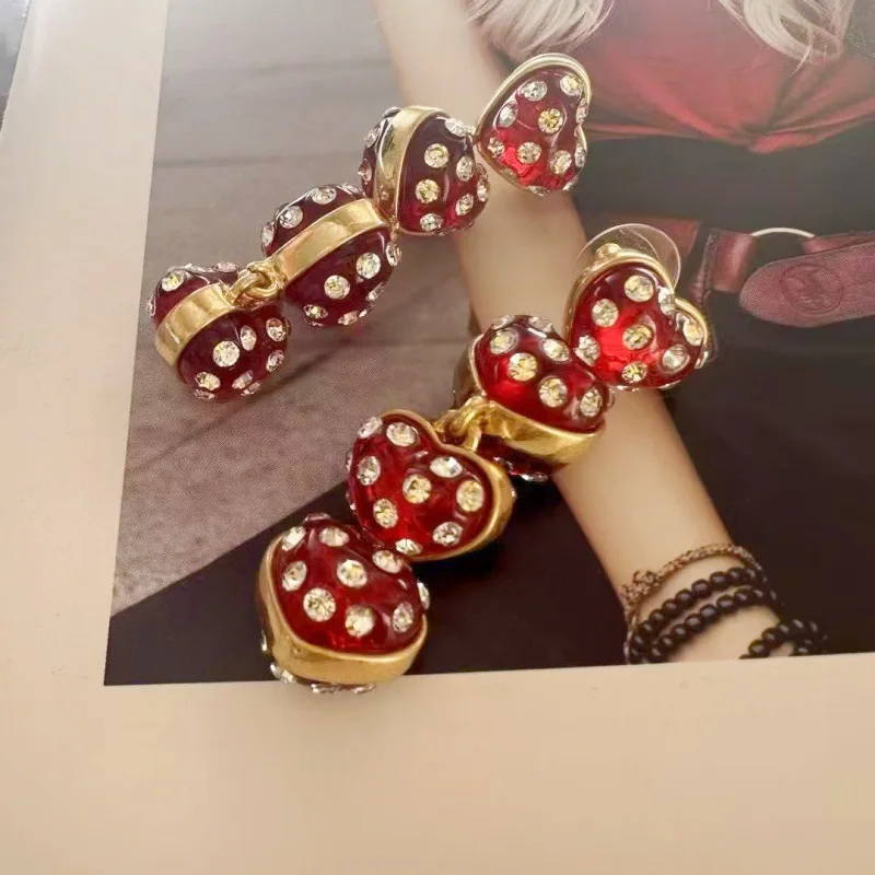 

Os Matte Pastel Heart Earrings for Women, Vintage CZ Drop Stud Earrings, Dreamy Dainty Love Jewelry Romantic Gift