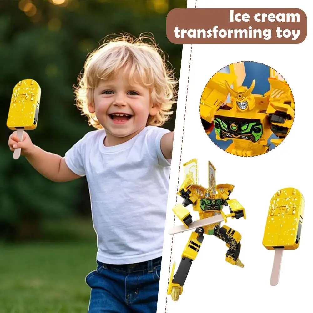 Ensemble de jouets Robot crème glacée Transformable 2 en 1, conception à collectionner, décoration de bureau, cadeau d'anniversaire parfait pour adulte