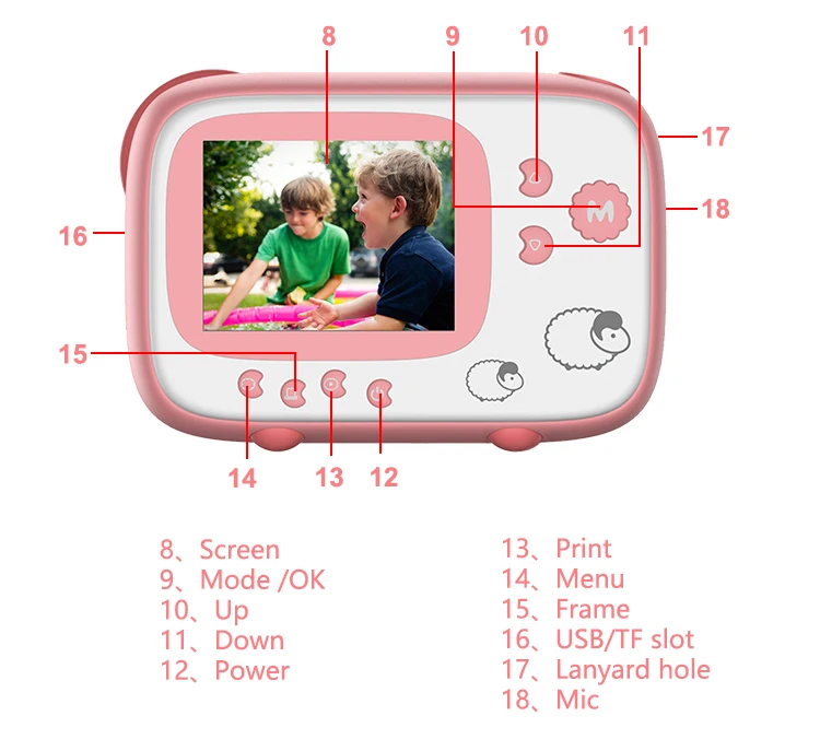 كاميرا الأطفال الطباعة في الوقت الحقيقي مرة واحدة التصوير ورق حراري بدون حبر كاميرا الطباعة باللونين الأبيض والأسود مع ورق الطباعة