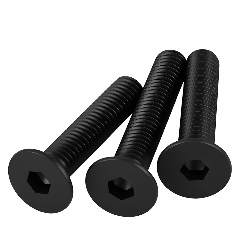 Parafuso Allen de Cabeça Hexagonal com Rosca Reta em Aço Grau 10.9 DIN7991, Parafusos Hexagonais Pretos M2M2.5M3M4M5M6M8M10M12