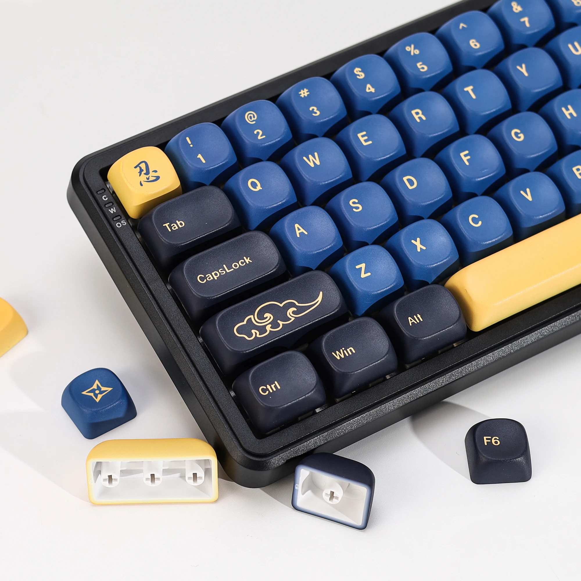 KBDiy GMK Blue Samurai Tastenkappen Retro KOA MOA PBT Keycaps ISO Custom für 75% 60% Magnetische Gaming Mechanische Tastatur KIT Tastenkappen – Detail 22