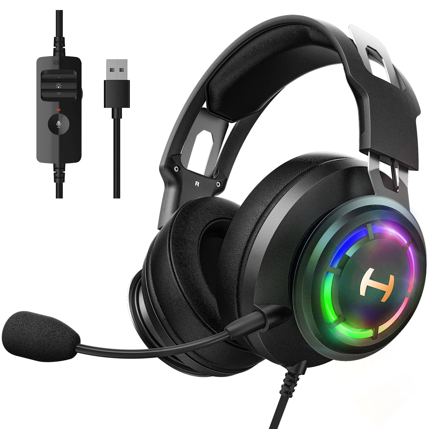 Edifier G35 PC Gaming Headset USB Over-Ear Headphone with 7.1 Hi-Res Surrounding Sound RGB Light for PC PS4 Gaming Accessories