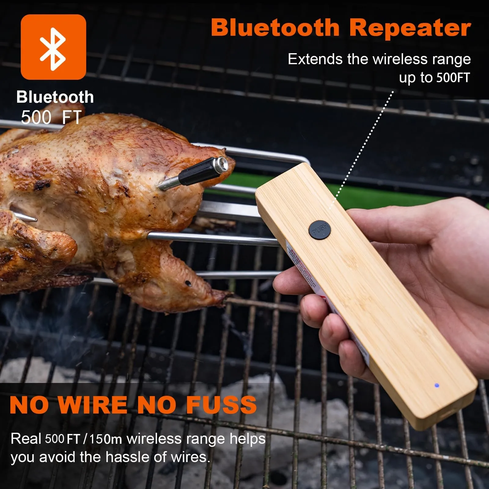 Wireless Smart Meat  With Bluetooth Long Range Measures Internal Ambient Temp For Bbq Oven Grill Kitchen Smoker 2024 Home