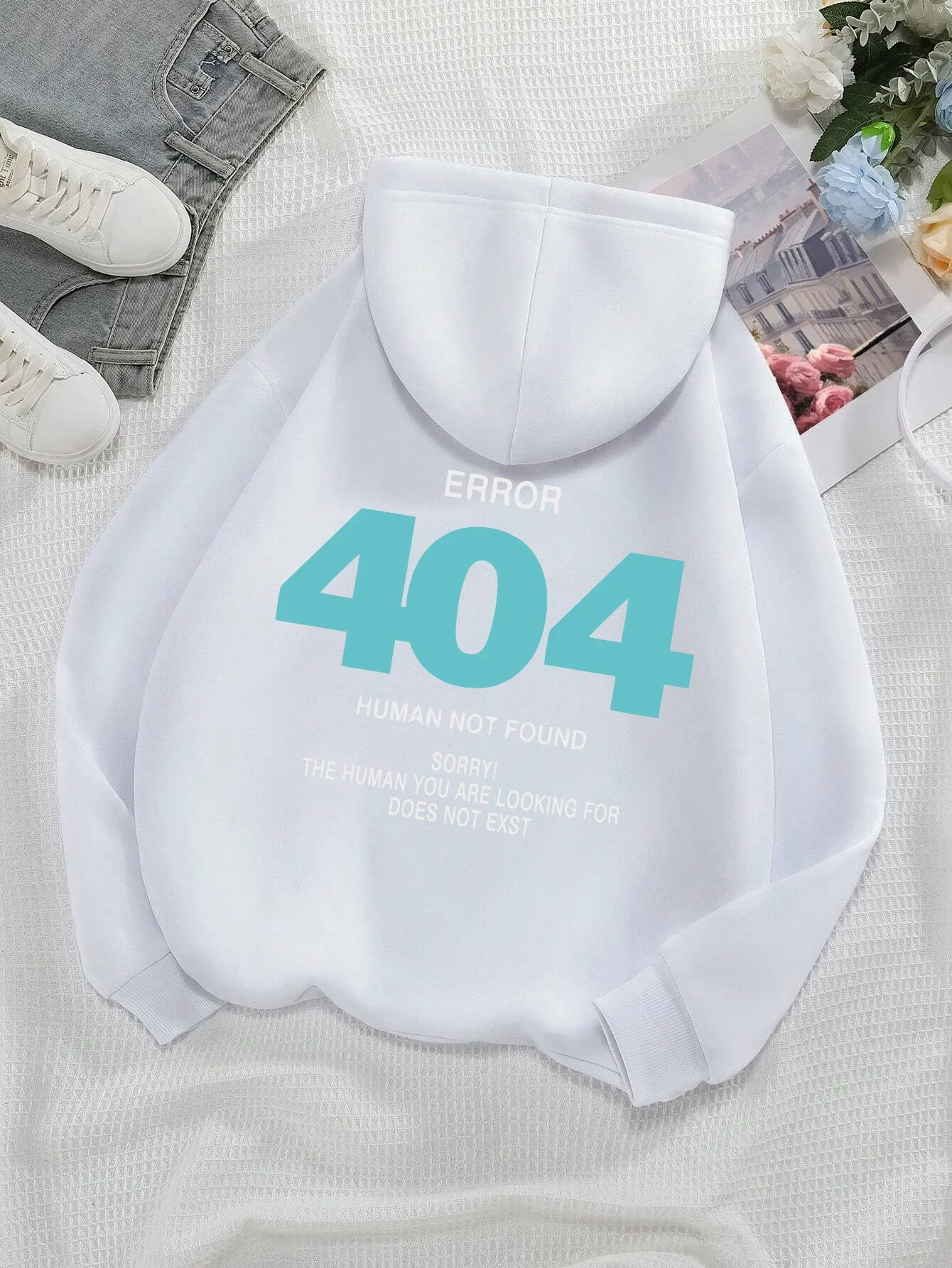 Women men Sweatshirts Error 404 Human Not Found sorry Print Hoodies Fleece Long Sleeve Oversized Clothes Hip Hop Street Pullover