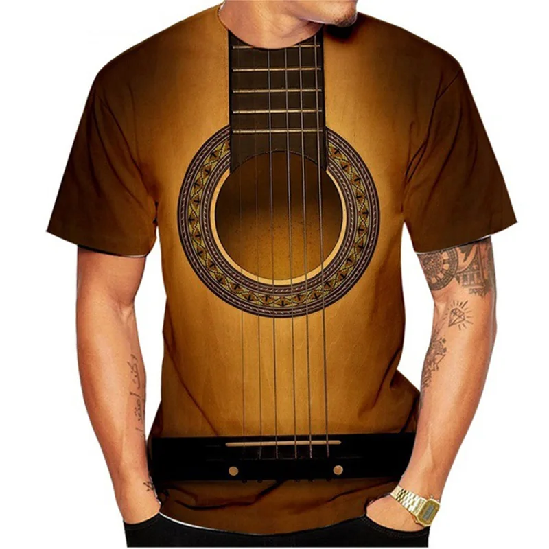 Music Guitar 3D Print Tshirt Summer Men Women Unisex O-Neck T-shirt Casual Short Sleeve Tees Oversized T Shirts Fashion Clothing