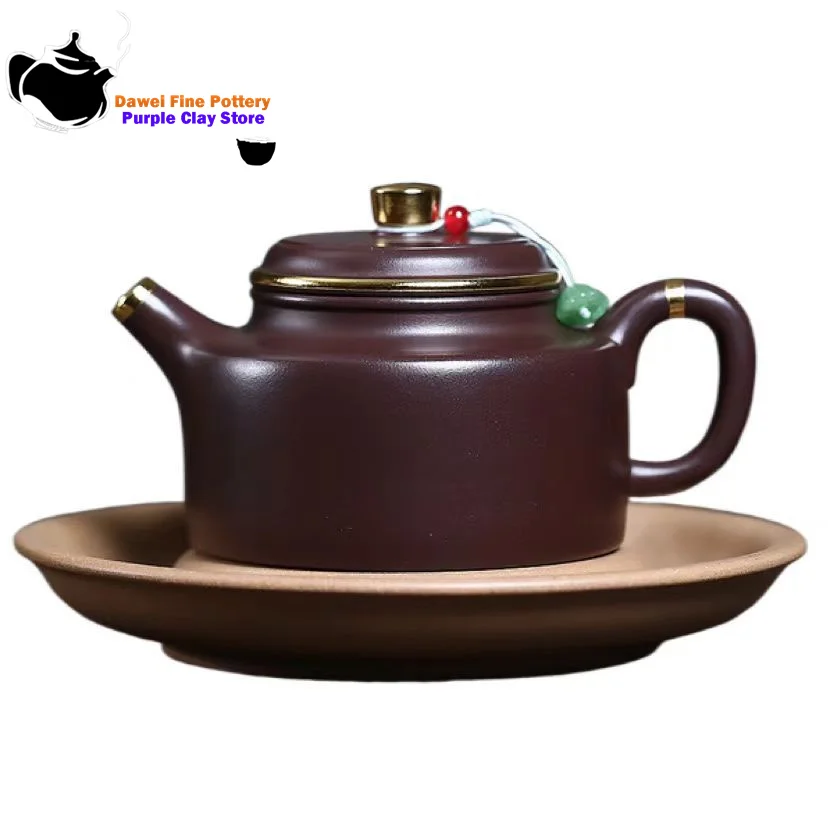 Teiera in argilla viola Yixing, minerale originale, argilla viola a cento maglie, campana tedesca, set da tè Kung Fu, teiera cinese, vaso salutare