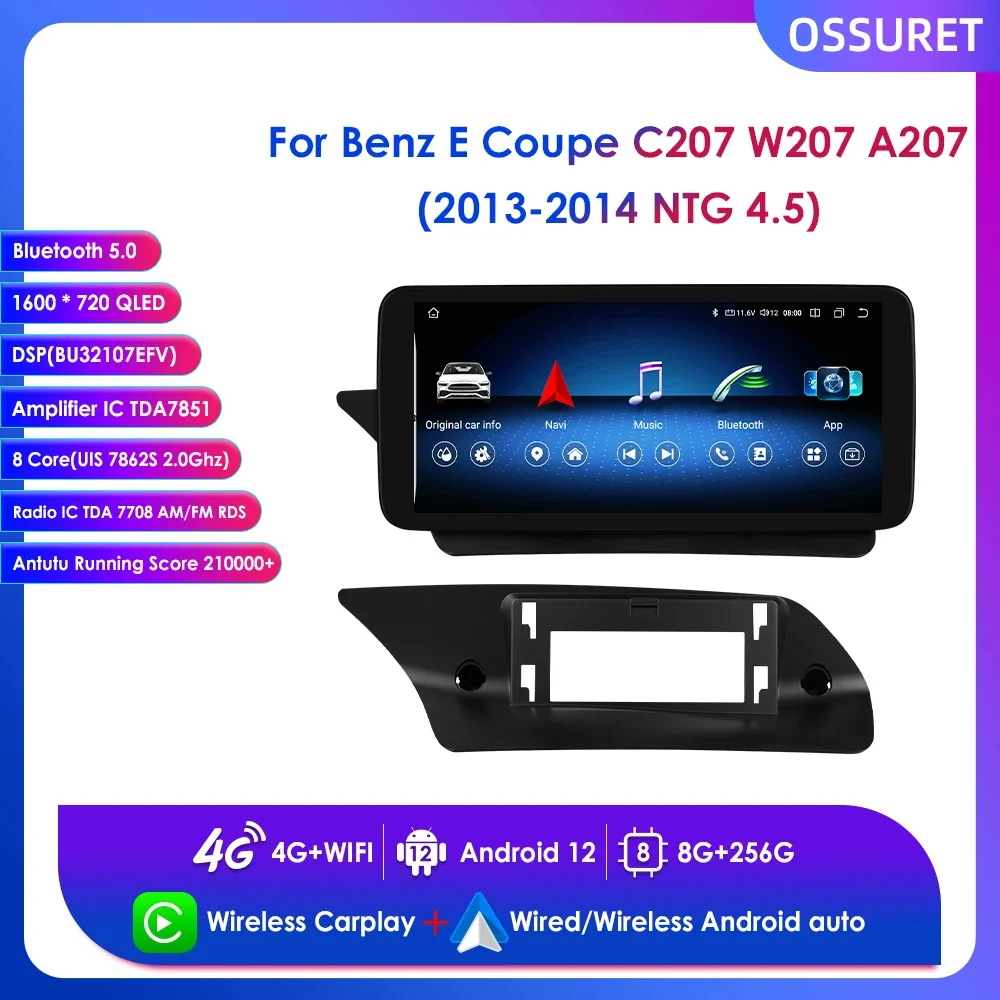 Wireless Carplay Android 13 for Mercedes Benz E-Class 2-door C207 W207 A207 2013 2014 NTG 4.5 Car Radio Multimedia Player GPS BT