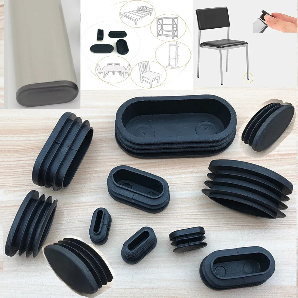 

4pcs Oval Olive Tube Plastic Inner Plug Blanking End Cap Tube Pipe Non-Slip Chair Leg Feet Cover Socks Table Foot Dust Seal Caps