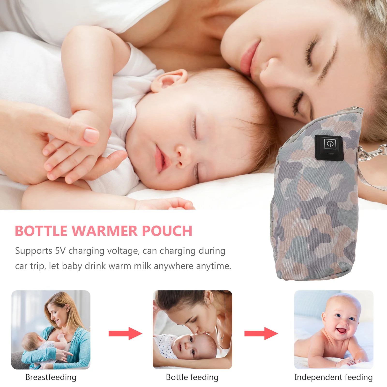 

1 Set Milk Thermal Bag Usb Charging Insulated Cover For Night Feeding Car Trip 5V Bottle Warmer Pouch Milk Heating Cover Feeding