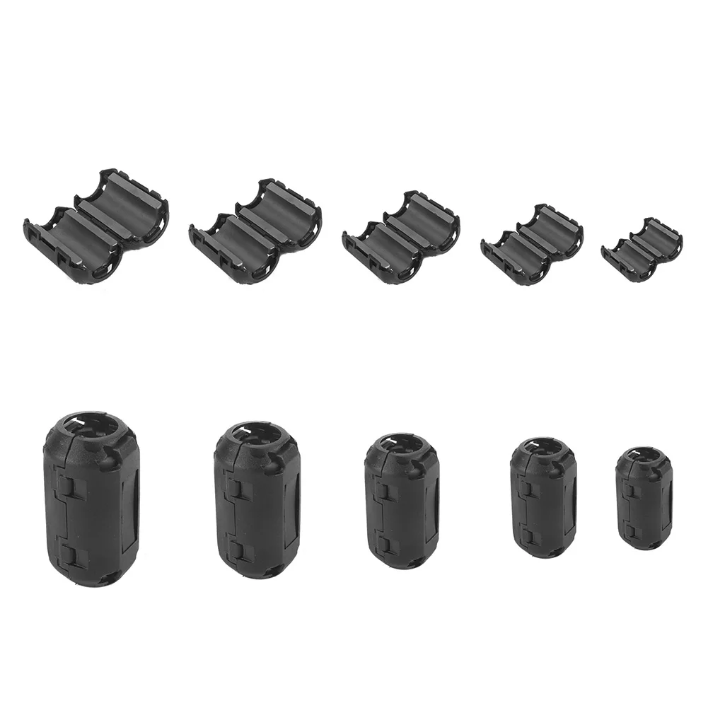 50Pcs Clip-on Ferrite Ring 3.5/5/7/9/13mm Noise Suppressor Cable Clip Toroidal Core Ferrite for USB Audio Video Cable Power Cord