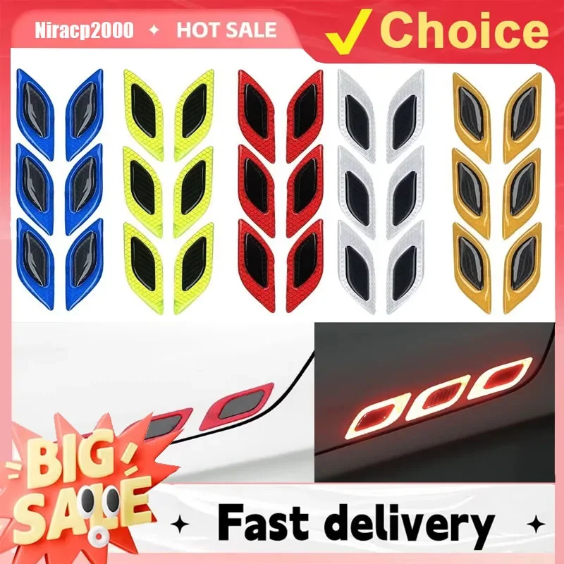 

6pcs/Set Car Reflective Stickers Anti-Scratch Safety Warning Sticker for Moto Truck Auto Motor Exterior Decorative Accessories