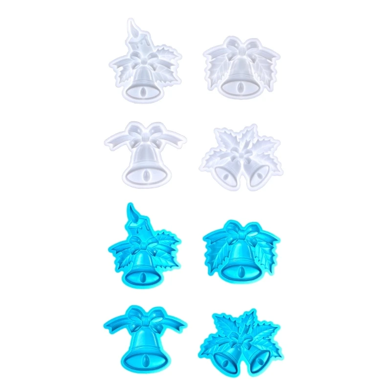 

4Pcs Christmas Bell Pendant Silicone Mold Keychain Charms Xmas Tree Hanging Ornaments Epoxy Resin Casting Mould Wall Door Decor