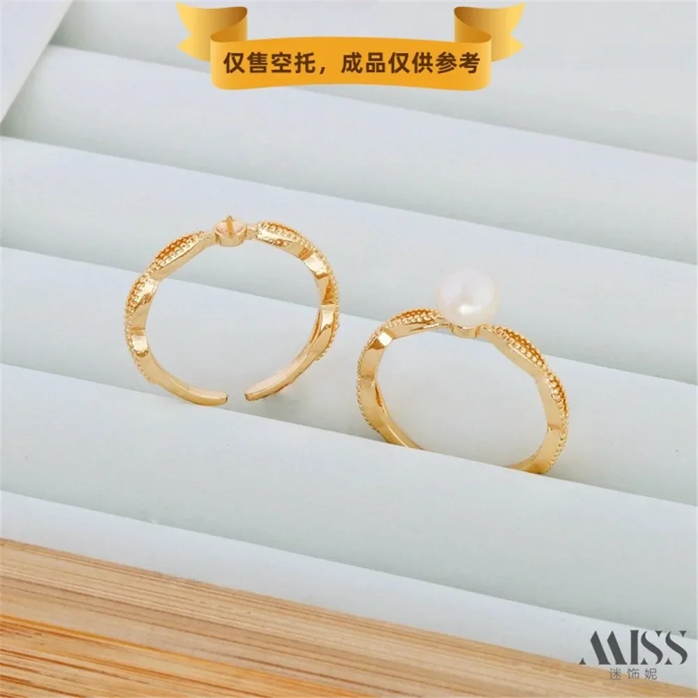 Bague en Zircon incrusté d'or 14K, coquille blanche naturelle, perle papillon, avec bouche mobile et porte-aiguille, accessoires de bricolage