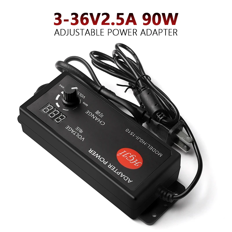 Adjustable AC To DC Power Adapter 3-36V2.5A 90W Power Supply Universal 110V/220V To 3V- 36V 32V 30V 28V 26V 24V Adapter 34plugs