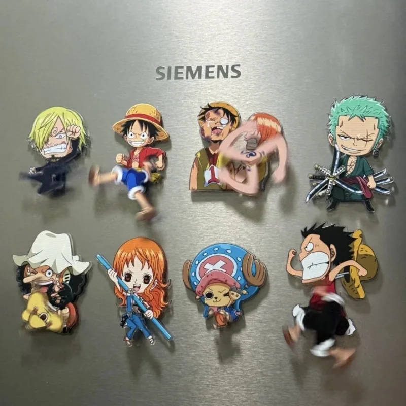 

8pcs/set Anime One Piece Monkey D. Luffy Spinning Acrylic Fridge Magnet Anime Peripheral Decor Decorative Supplies