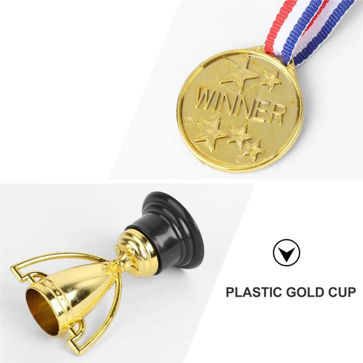

96 PCS Trophy And Medals Set,24Pcs Gold Plastic Trophy Cup And 24 PCS Medals For Kids Sports Awards, Party Favors-A74Z