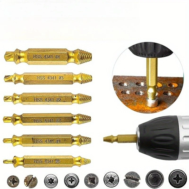5pcs/set Damaged Screw Extractor Kit Stripped Screw Extractor Set DIY Hand Tools Gadgets Gifts
