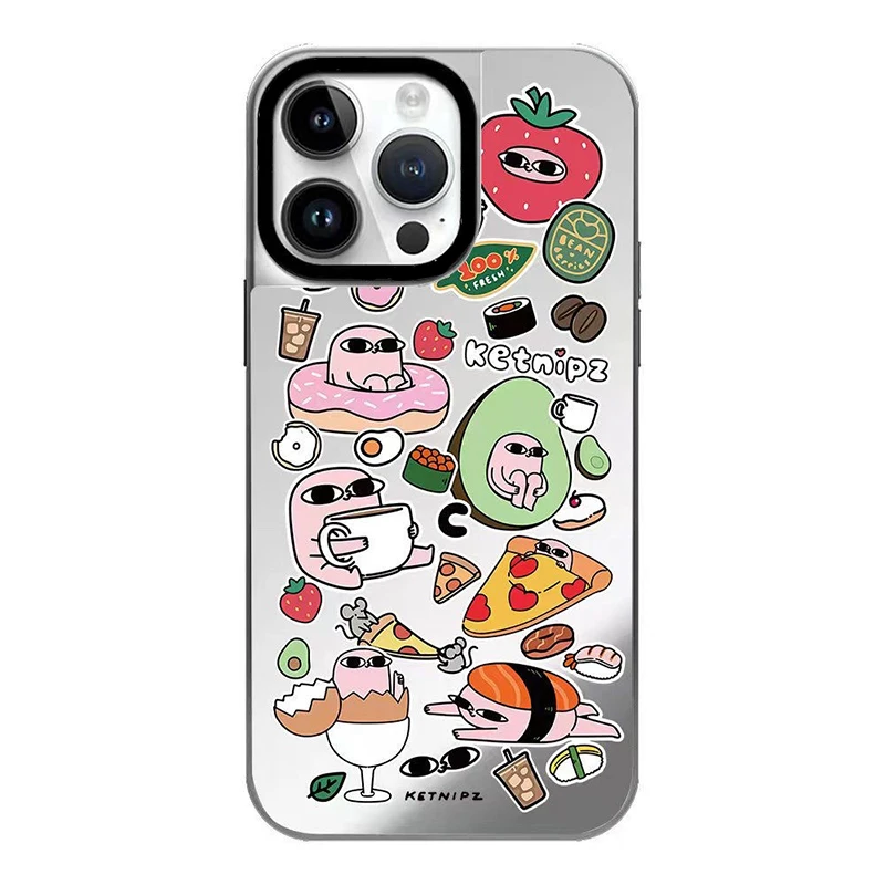 

Cartoon Avocado Mirror Surface MagSafe Phone Case Cover for IPhone 11 12 13 14 15 Pro Max Case for IPhone 15 Pro Max