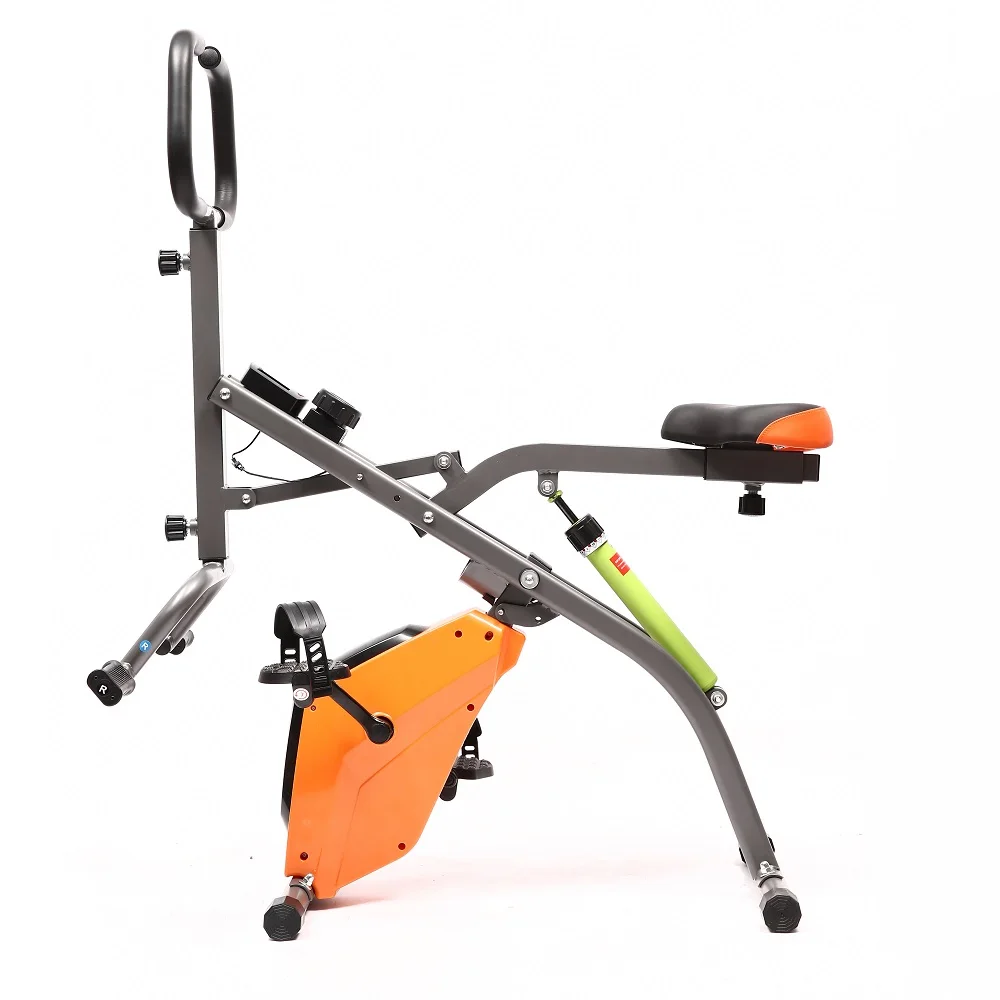 Bicicleta de Ejercicio Plegable 2 en 1 para Interiores, Máquina de Ejercicio Total Body Crunch Horse Riding