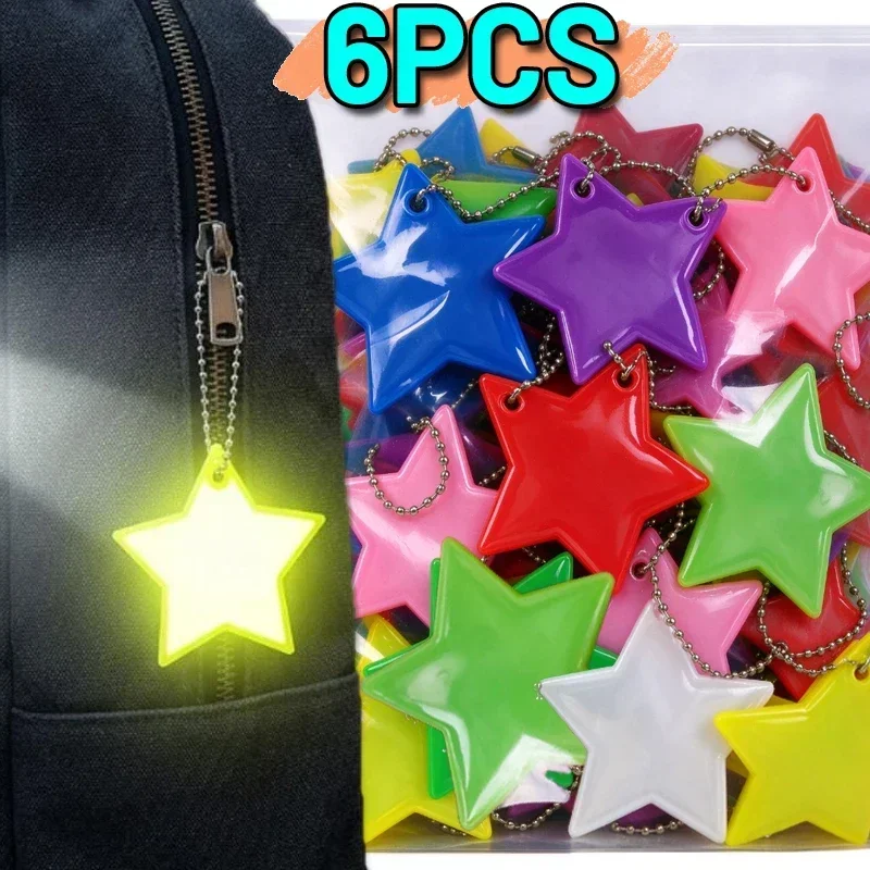 Five-pointed Star Outdoor Sports Reflective Keychain for Night High-brightness Colorful Star Reflection Bag Pendants Decorative