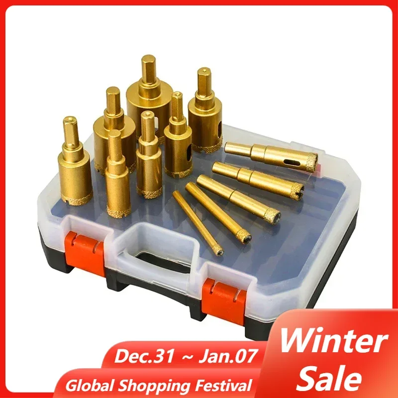 12PCS Brazing Hole Opener Diamond Ceramic Tile Glass Core Drill Hole Opener 6/8/10/12/14/16/18/20/22/25/30/35mm Hole Opener