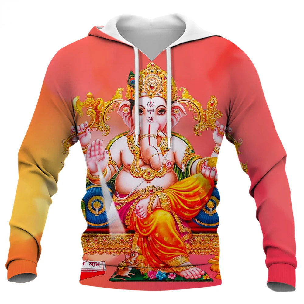 Cloocl hoodies homens ganesha 3d impresso masculino hoodies de manga longa menino menina casual feminino streetwear pulôver moletom com capuz roupas