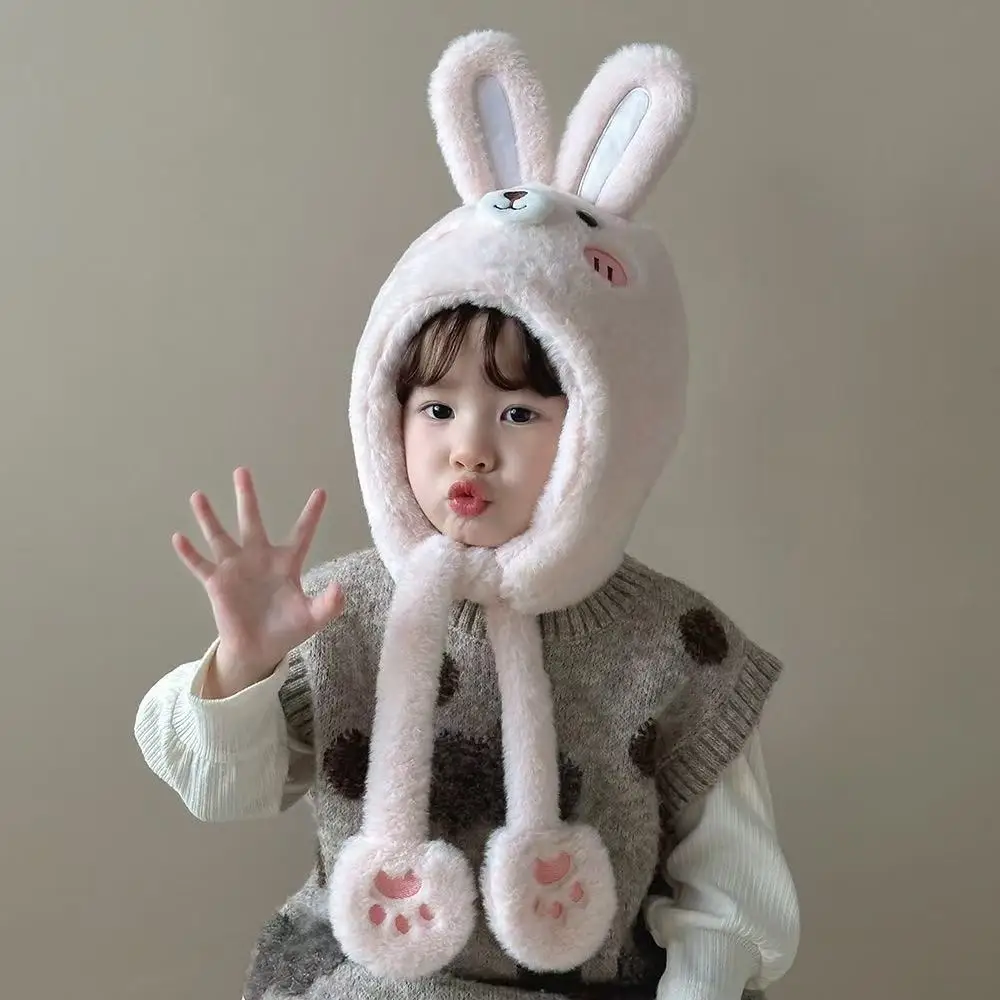 conjunto-de-gorro-e-cachecol-louboubu-colecao-animais-fofos-coelho-e-urso-peca-Unica-quente-resistente-ao-frio-com-protecao-para-as-orelhas-e-a-prova-de-vento