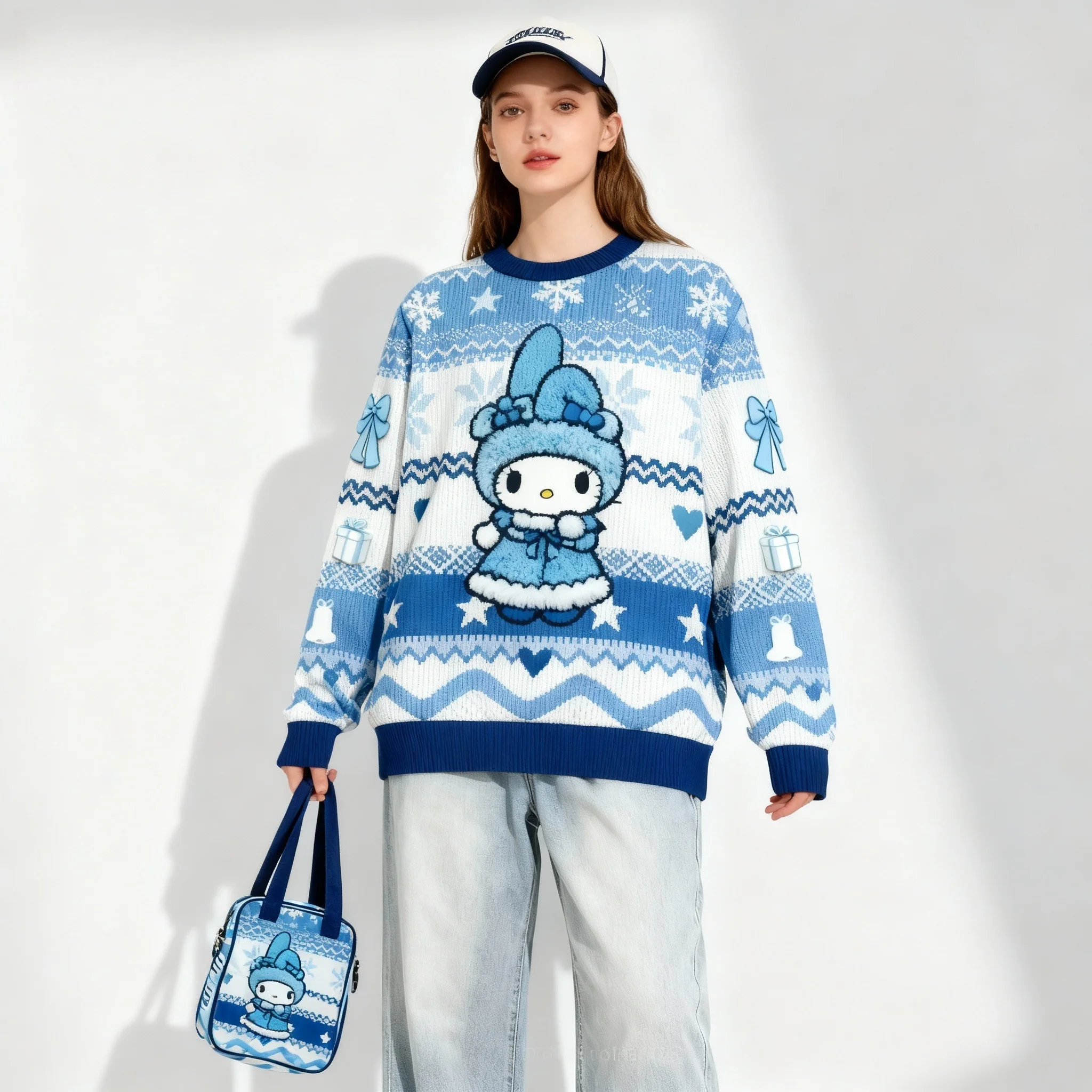 جديد سانريو الأسرة بودنغ الكلب مرحبا كيتي سلسلة حلوة ورائعة حفلة عيد الميلاد سوبر كبيرة المرأة الكبار الخريف/الشتاء هوديي