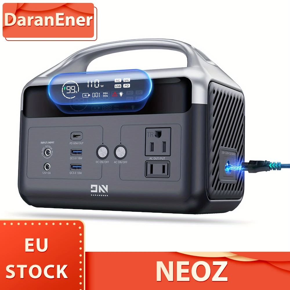 DaranEner NEOZ Portable Power Station, 300W 179.2Wh LiFePO4 Battery, LED Fashlight, 1.5hrs Fast Charging