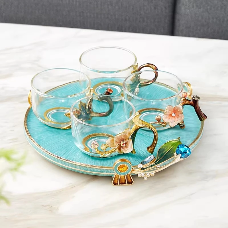 

Enamel Jin Shang Tian HuaTray, Luxury Cloisonné Craft Home Decor, Elegant Tabletop Accent for Living Room & Dining Table Display