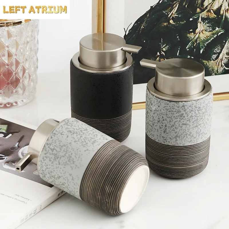 300ml Ceramic Relief Emulsion Bottle Mu Si Facial Cleanser Bubble Bottle Hotel Toiletries Hand Sanitizer Bottled Separately