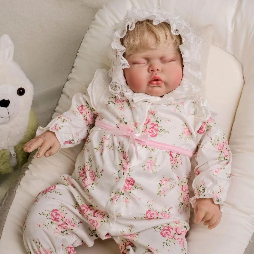 24inch Reborn Baby Doll Pickle Awake Soft Cloth Body Lifelike Reborn Toddler Baby Dolls with Blonde Hair Muñeca Bebe Reborn Girl