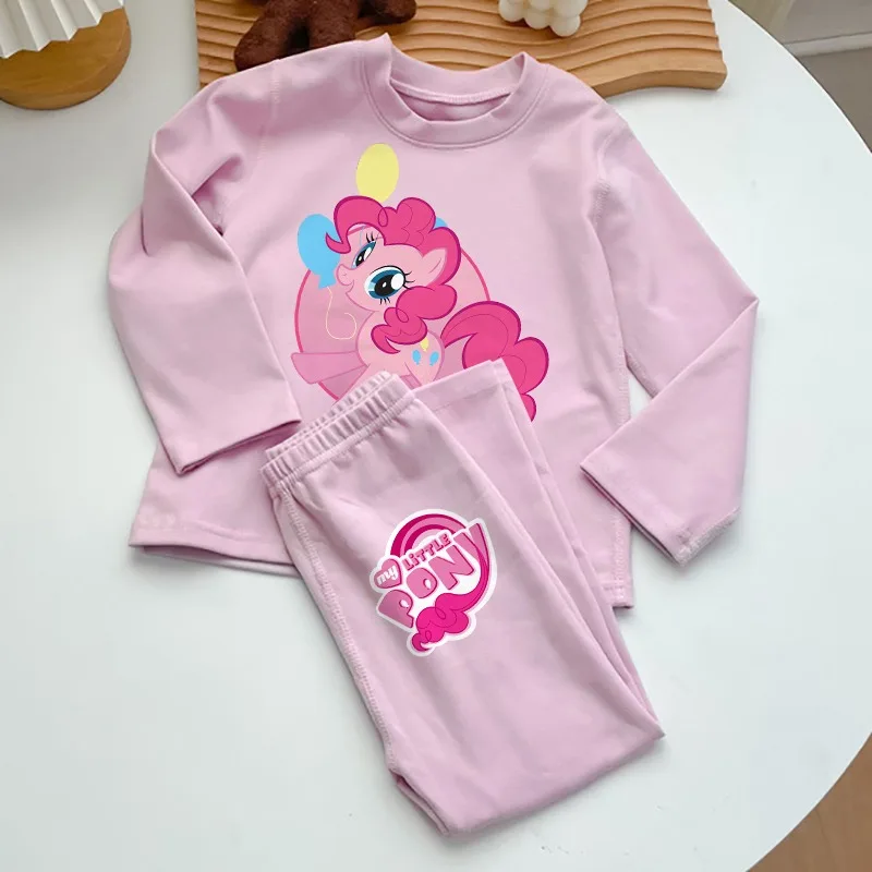 My Little Ponys Girl Winter Pajamas Long Sleeve Loungewear Kids Cartoon Warm Home Wear Children Anime Cute Pajama Set Gifts 2025