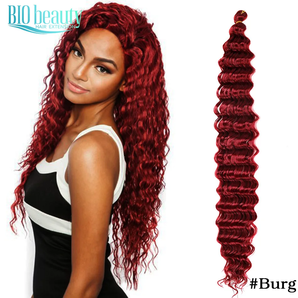 

32Inch Crochet Twist Deep Wave Hair Bulk Ocean Weave Pink Brown Purple Ombre Wavy Braiding Tress Hair Extensions For Woman