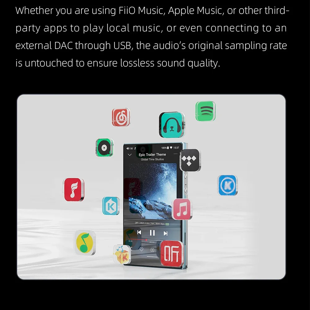FiiO JM21 Reproductor de música de alta resolución MP3 Android 13 Reproductor de transmisión WiFi Bluetooth portátil Dual CS43198 USB DAC