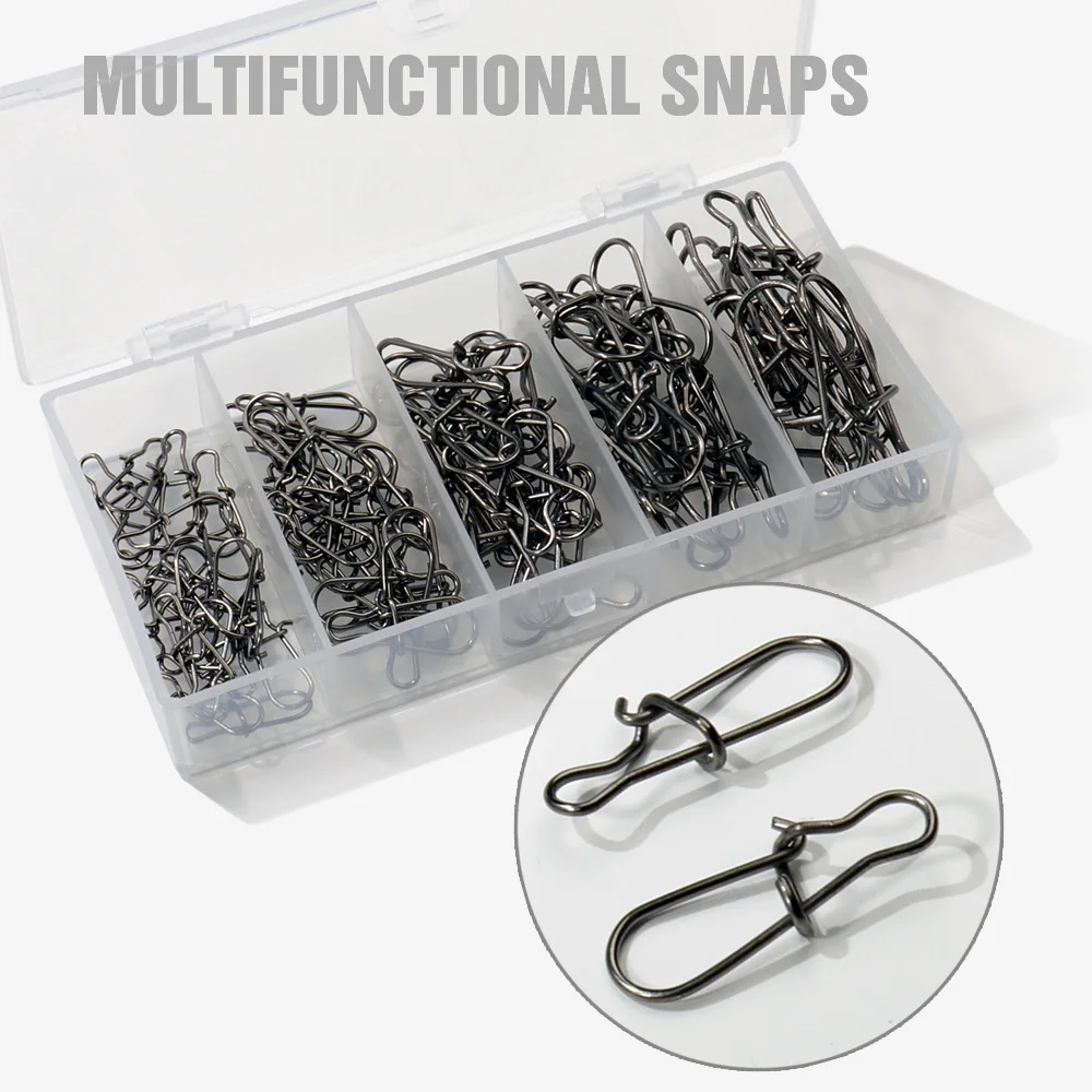 100pcs/box Swivel Snap Connector Pin Rolling Ring Fishing Tackle Box Buckle Lure Kit 20/30/50/100pcs Bearing Pesca Tool Gear - Detail Angle #06