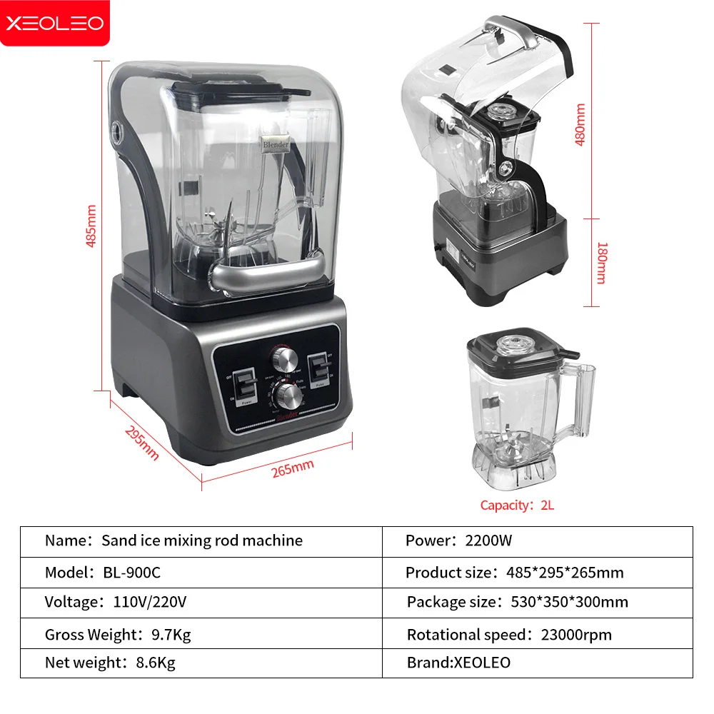 Xeoleo 2L pot 2200W professionnel minuterie intelligente mélangeur presse-agrumes haute puissance robot culinaire glace Smoothies mélangeur broyeur