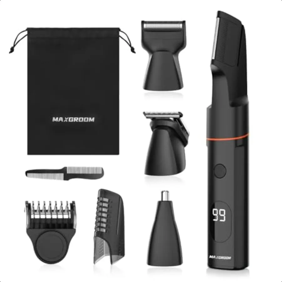 

Manscape Body Hair Trimmer for Men Waterproof Pubic Groin Ball Shaver NoNick Mens Grooming Kit with LED Display TypeC USB Recha