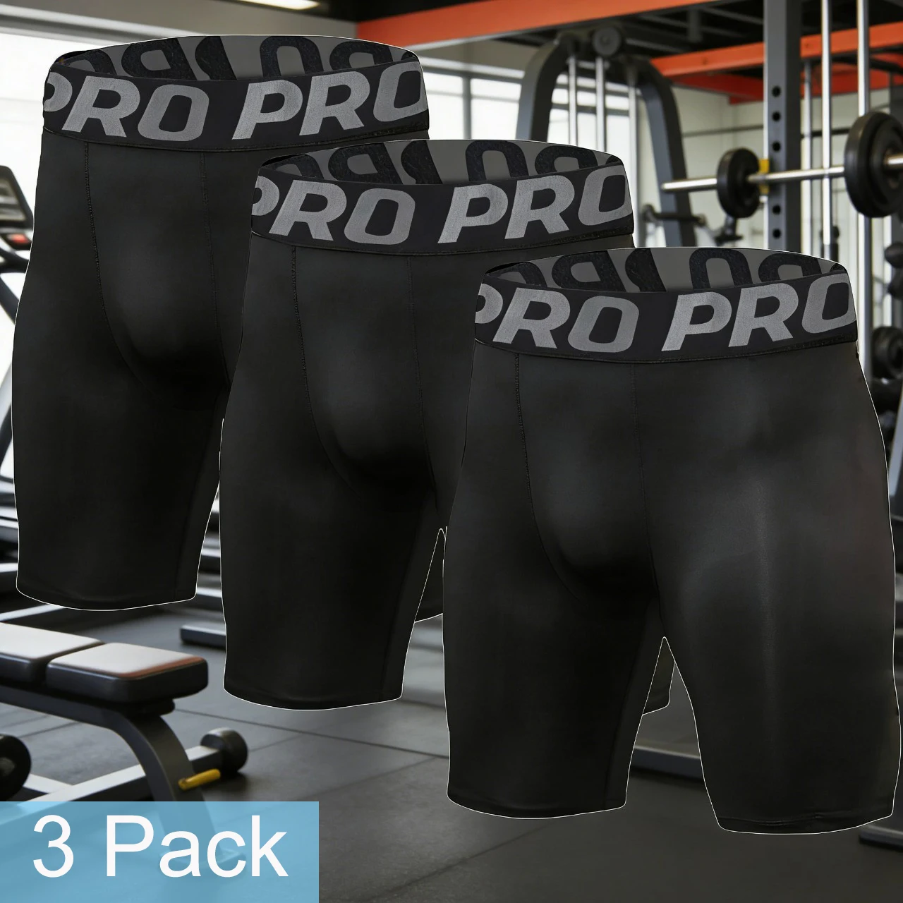 

3 Pack Mens Compression Sports Shorts Gym Fitness Elastic Leggings Running Training Athletic Skinny Slim Yoga Tights M-XL